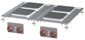 Kuchnia elektryczna 4-palnikowa, 10,4 kW, do zabudowy, 800x600x50 mm, 400 V, inox | RMGASTRO, PCQD-78 ET