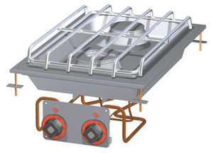 Kuchnia gazowa 2-palnikowa, 13 kW, niezależne sterowanie, do zabudowy, 400x600x110 mmm inox | RMGASTRO, PCD-74 G
