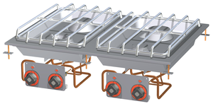 Kuchnia gazowa 4-palnikowa, 22 kW, niezależne sterowanie, do zabudowy, 800x600x110 mm, inox | RMGASTRO, PCD-78 G