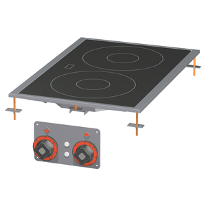 Kuchnia ceramiczna 2-palnikowa, 5 kW, do zabudowy, 400x600x50 mm, 400 V, czarny-inox | RMGASTRO, PCCD-74 ET