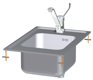 Moduł neutralny ze zlewem, bateria w zestawie, do zabudowy, 400x600x350 mm | RMGASTRO, LAD-74