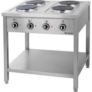 Kuchnia elektryczna z 4 polami grzewczymi, wolnostojąca, na podstawie otwartej, 10,4 kW, 800x700x850 mm | STALGAST, 979500