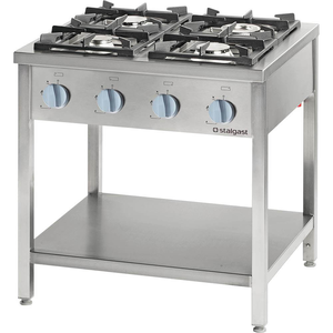 Kuchnia gazowa 4-palnikowa, wolnostojąca na podstawie otwartej, G20(gaz ziemny), 24 kW, 800x700x850 mm | STALGAST, 979531
