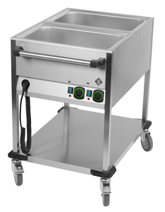 Bemar jezdny 2-komorowy z półką, GN 1/1, niezależne sterowanie komór, 1,4 kW, 650x900x900 mm | RMGASTRO, BMPK 2120