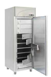 Szafa chłodnicza Campingowa, 1-drzwiowa, 10x półka z zamkiem, 650 l, 0,425 kW, 710x800x2000 mm, inox | RMGASTRO, LS-70 Camp