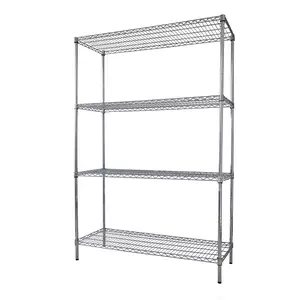 Regał 4-półkowy 1800x450x1800 mm ze stali chromowanej | TECHNICA, Silver Line