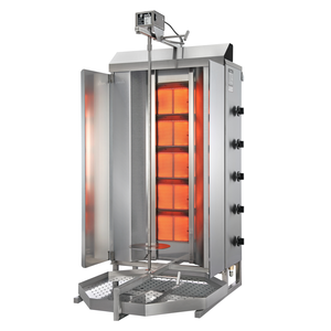 Gyros, kebab gazowy, 5 stref grzewczych, wsad 120 kg, 17,5 kW, 600x660x1310 mm, taca na tłuszcz o wym. 650x650 mm | POTIS, GD5/gaz ziemny