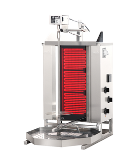 Gyros, kebab elektryczny, 3 ceramiczne strefy grzewcze, wsad 30 kg, 400V, 5,7 kW, 550x530x920 mm, taca na tłuszcz o wym. 500x500 mm | POTIS, CE3