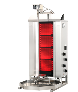 Gyros, kebab elektryczny, 4 ceramiczne strefy grzewcze, wsad 50 kg, 400V, 7,6 kW, 550x530x1120 mm, taca na tłuszcz o wym. 500x500 mm | POTIS, CE4