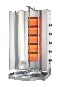 Gyros, kebab gazowy, 5 stref grzewczych, wsad 120 kg, 17,5 kW, dolny napęd, 600x660x1220 mm, taca na tłuszcz o wym. 650x650 mm | POTIS, MU GD5/gaz ziemny