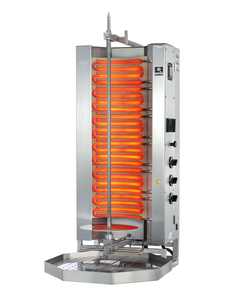 Gyros, kebab elektryczny, 3 strefy grzewcze, wsad 50 kg, 400V, 9 kW, dolny napęd, 500x450x1030 mm, taca na tłuszcz o wym. 500x500 mm | POTIS, MU E3-S