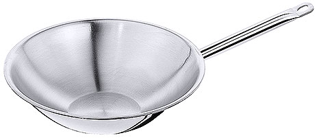 Wok ze stali nierdzewnej z płaskim dnem bez pokrywy, o średnicy 360 mm, 5 l | CONTACTO, 526/360