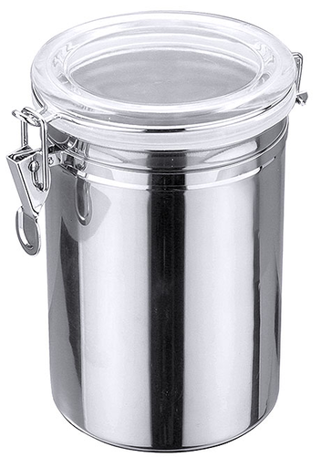 Pojemnik ze stali nierdzewnej z akrylową pokrywką z uszczelką, 1 l, o średnicy 125 mm | CONTACTO, 1117/125