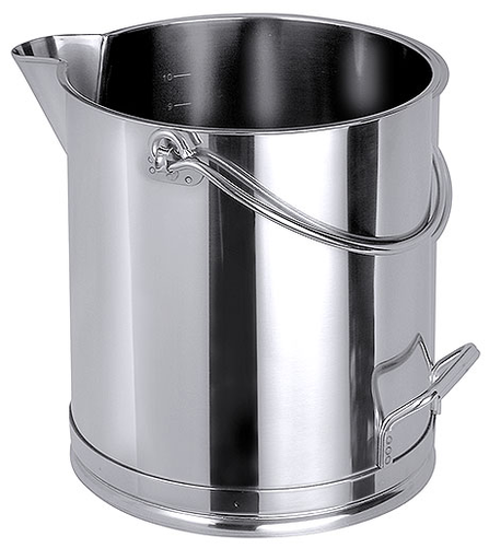 Pojemnik ze stali nierdzewnej na płyny z uchwytem i dzióbkiem, 15 l, o średnicy 270 mm | CONTACTO, 3100/015