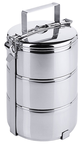 Menażka obiadowa ze stali nierdzewnej 3x0,9 l, o średnicy 140 mm | CONTACTO, 4014/143