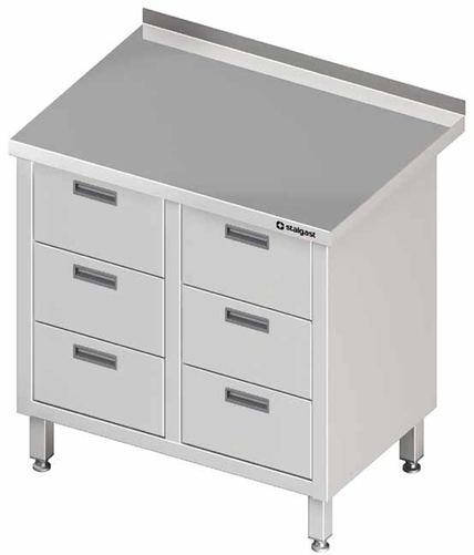 Stół przyścienny z blokiem sześciu szuflad 840x600x850 mm | STALGAST, 980236840