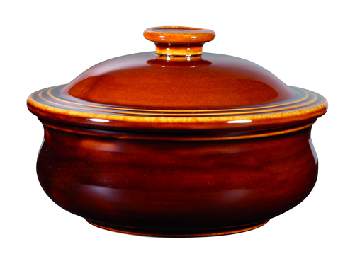 Miska okrągła z pokrywką ø 140 mm, 430 ml | CHURCHILL, Rustic Simmer Brown
