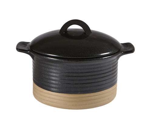 Miska okrągła z uchwytami i pokrywką ø 159 mm, 530 ml | CHURCHILL, Igneous Black