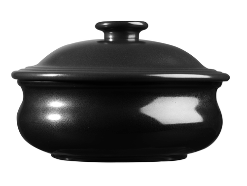 Miska okrągła z pokrywką ø 140 mm, 430 ml | CHURCHILL, Rustic Simmer Black