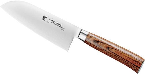 Nóż Santoku 120 mm | TAMAHAGANE, SAN Brown