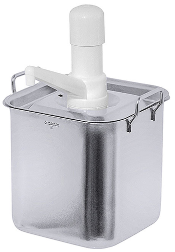 Kwadratowy dyspenser ze stali nierdzewnej z pompką, 5 l | CONTACTO, 237/050