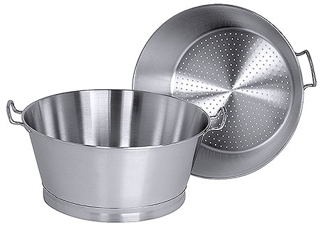 Wanna z ociekaczem tłuszczu ze stali nierdzewnej, 30 l, o średnicy 480 mm | CONTACTO, 6088/500