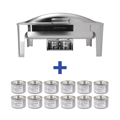 [Zestaw] Podgrzewacz GN 1/1 gastronomiczny 9 l uchylny 570x430x290 mm + 12 x Paliwo żelowe do podgrzewaczy gastronomicznych 200 g