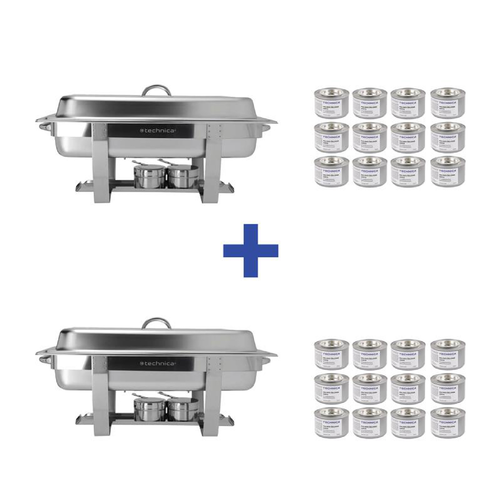 [Zestaw] Podgrzewacz gastronomiczny GN 1/1, 9 l, 605x370x240 mm - 2 szt. + 24 x Paliwo żelowe do podgrzewaczy gastronomicznych 200 g