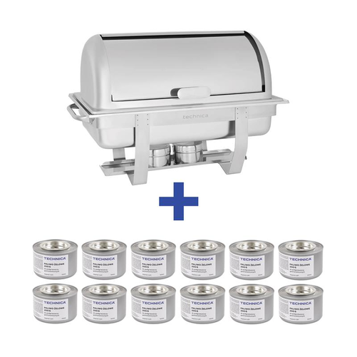 [Zestaw] Podgrzewacz gastronomiczny Roll Top GN 1/1 600x350x410 mm + 12 x Paliwo żelowe do podgrzewaczy gastronomicznych 200 g