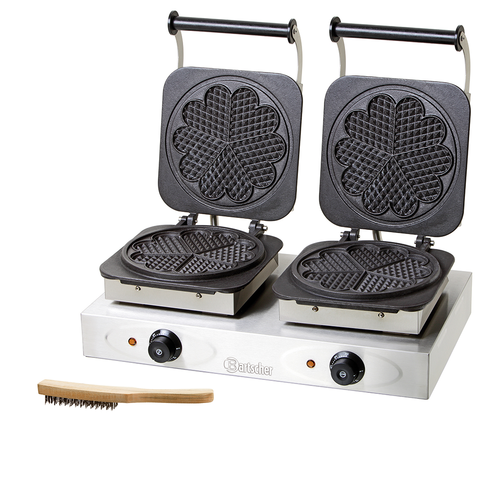 Gofrownica podwójna z żeliwną płytą grzewczą w kształcie serca | BARTSCHER, 370191