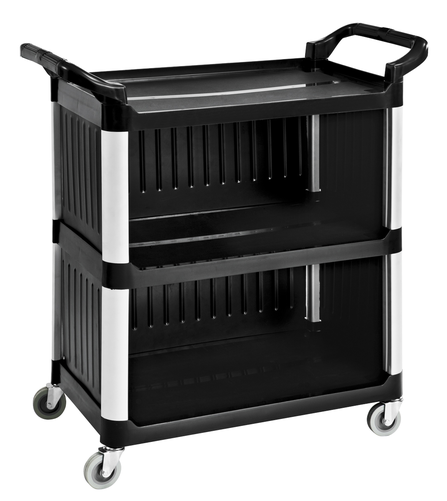 Wózek kelnerski 3-półkowy, zabudowany z 3 stron, z polipropylenu 1020x500x950 mm | TECHNICA, Silver Line