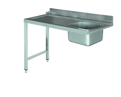 Stół załadowczy na 2 nogach ze zlewem z podłączeniem zmywarki z lewej strony ze stali nierdzewnej, 1200x700x850 mm, Eco Line | EDENOX, DSTL-127 2L