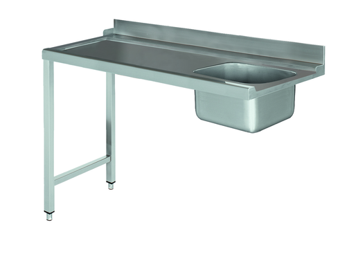 Stół załadowczy na 2 nogach ze zlewem z podłączeniem zmywarki z lewej strony ze stali nierdzewnej, 1400x700x850 mm, Eco Line | EDENOX, DSTL-147 2L
