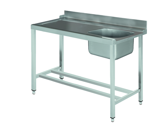 Stół załadowczy na 4 nogach ze zlewem z podłączeniem z lewej strony ze stali nierdzewnej, 1200x700x850 mm, Eco Line | EDENOX, DSTL-127 4L MB