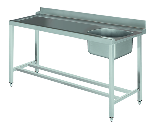 Stół załadowczy na 4 nogach ze zlewem z podłączeniem z lewej strony ze stali nierdzewnej, 1800x700x850 mm, Eco Line | EDENOX, DSTL-187 4L MB