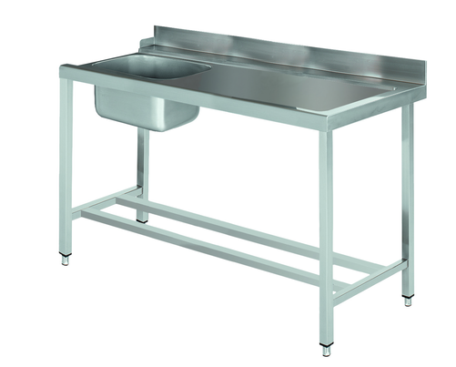 Stół załadowczy na 4 nogach ze zlewem z podłączeniem z prawej strony ze stali nierdzewnej, 1500x700x850 mm, Eco Line | EDENOX, DSTR-157 4L MB