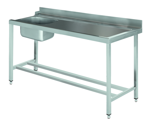 Stół załadowczy na 4 nogach ze zlewem z podłączeniem z prawej strony ze stali nierdzewnej, 1800x700x850 mm, Eco Line | EDENOX, DSTR-187 4L MB