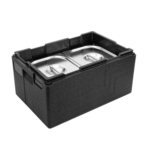 [Zestaw] Pojemnik termoizolacyjny GN 1/1 254 mm + 2x Pojemnik GN 1/2, 200 mm, ze stali nierdzewnej + pokrywy