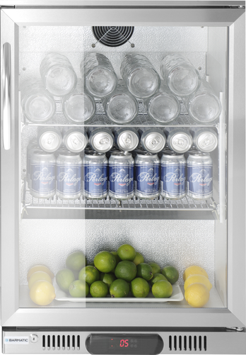 Chłodziarka barowa jednodrzwiowa, podblatowa, 108 l, 230V, srebrna | BARMATIC, Candour