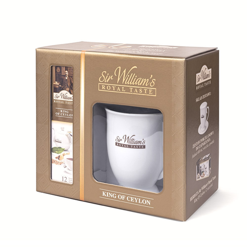 Zestaw prezentowy kubek, wieczko, spodek, herbata Sir William's Royal Taste | RICHMONT, King of Ceylon