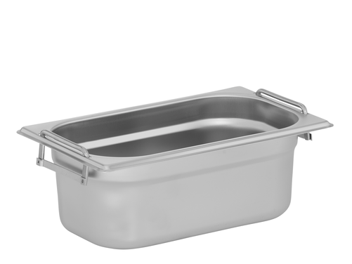 Pojemnik GN 1/4 100 mm z uchwytami ze stali nierdzewnej | TECHNICA, Cold Line