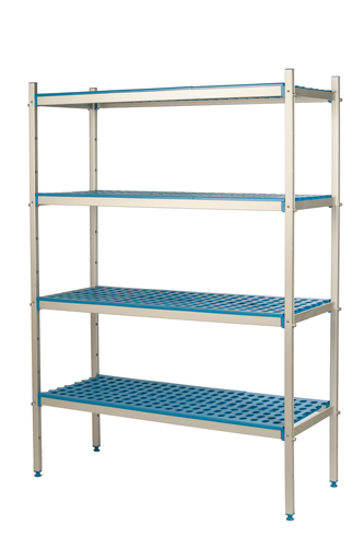 Regał wolnostojący aluminiowo-polipropylenowy, 4-półkowy, 2600x500x1750 mm | ALUSHELF, 3PD-54+4P-125+4P-135