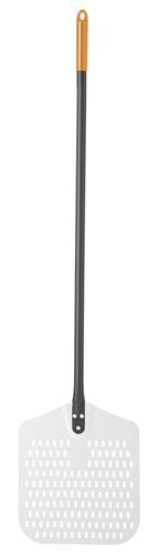 Łopata do pizzy aluminiowa, perforowana 305x1350 mm, czarna, srebrna, czarny, srebrna | HENDI, 617137