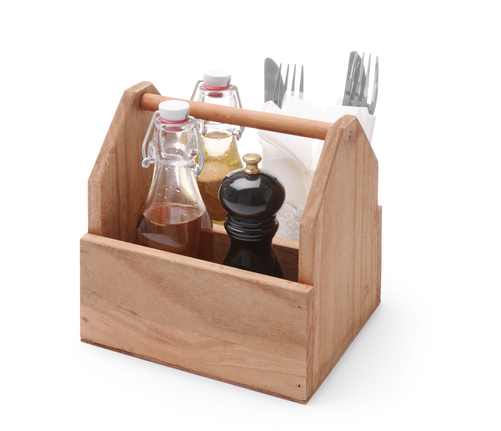 Drewniany organizer stołowy 190x160x200 mm, brązowy | HENDI, 664315