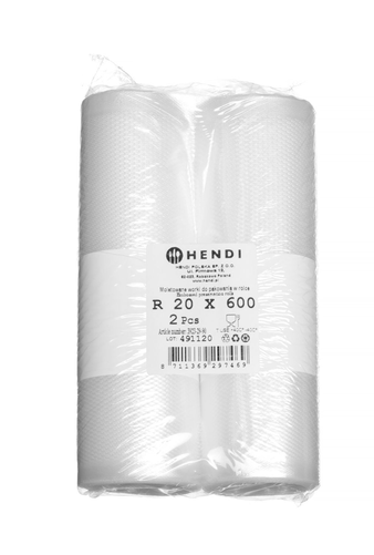 Moletowane worki do pakowarek listwowych 200x6000 mm, przezroczyste, 2 rolki | HENDI, 297469