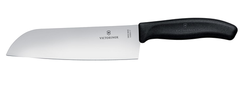 Nóż Santoku, ostrze 170 mm, inox, czarny | VICTORINOX, 6.8503.17B