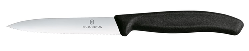 Nóż do jarzyn, ostrze ząbkowane, 100 mm, inox, czarny | VICTORINOX, 6,7733