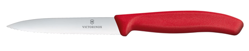 Nóż do jarzyn, ostrze ząbkowane, 100 mm, inox, czerwony | VICTORINOX, 6,7731