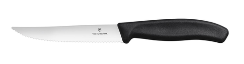 Nóż do steków i pizzy, ząbkowany, ostry czubek, ostrze 120 mm, czarny | VICTORINOX, 6.7933.12B