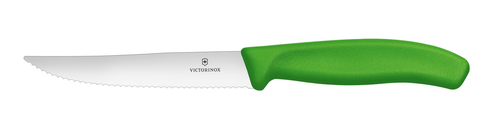 Nóż do steków i pizzy, ząbkowany, ostry czubek, ostrze 120 mm, zielony | VICTORINOX, 6.7936.12L4